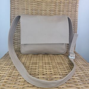 Sas Ellen Taupe Napa Genuine LeatherMessenger Style Crossbody Shoulder Bag USA